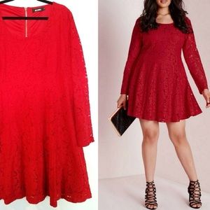 Missguided sz 20 (24 U.K.) red lace skater dress